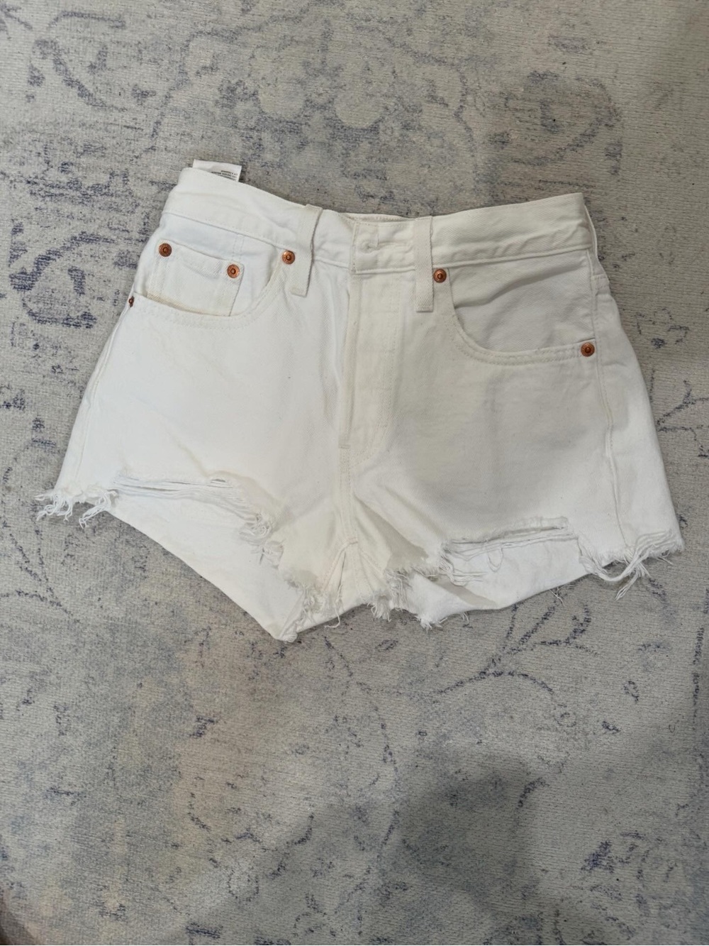 Levi's White Distressed Cutoff Denim Shorts